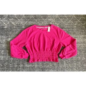 Women’s Fuchsia Long-Sleeve Smocked Waist Top
